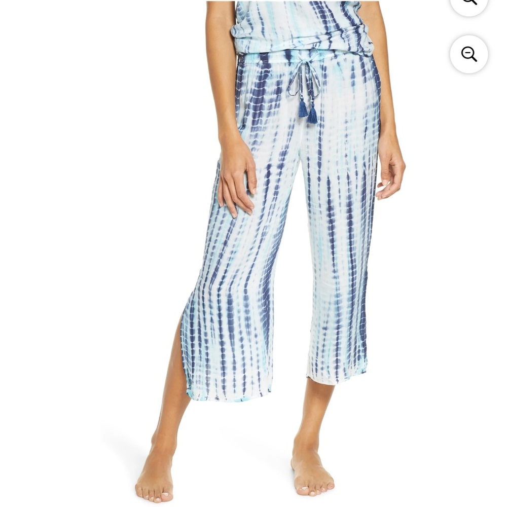 P.J. Salvage Blue and Aqua Tie-Dye Pants